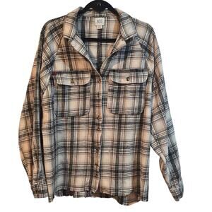 BDG Urban Outfitters Brendon Plaid High Low Raw Hem Button-Up Shirt Women's L